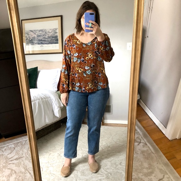 Papermoon Tops - Papermoon Women’s Cutout Floral V-neck Blouse, Brown Size Medium